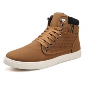 New England Style High Top Men Casual Shoes Lace Up Round Toe Flat Shoes Men