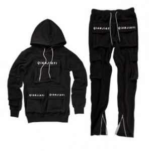 custom logo Sweat Suits Stacked Sweatpants And Hoodie Set Streetwear Mens Tracksuits